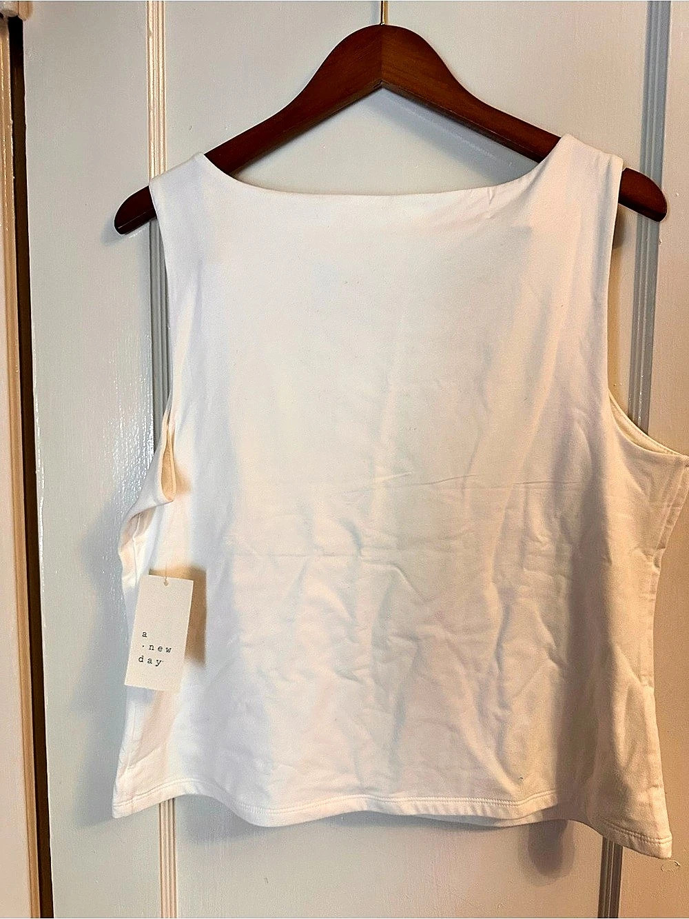 a.new.day Women's Cotton Tank Top White Size Large NWT